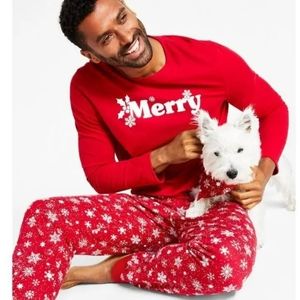 Matching Men's Merry Snowflake Mix It Family Pajama Set Red 2pc Medium